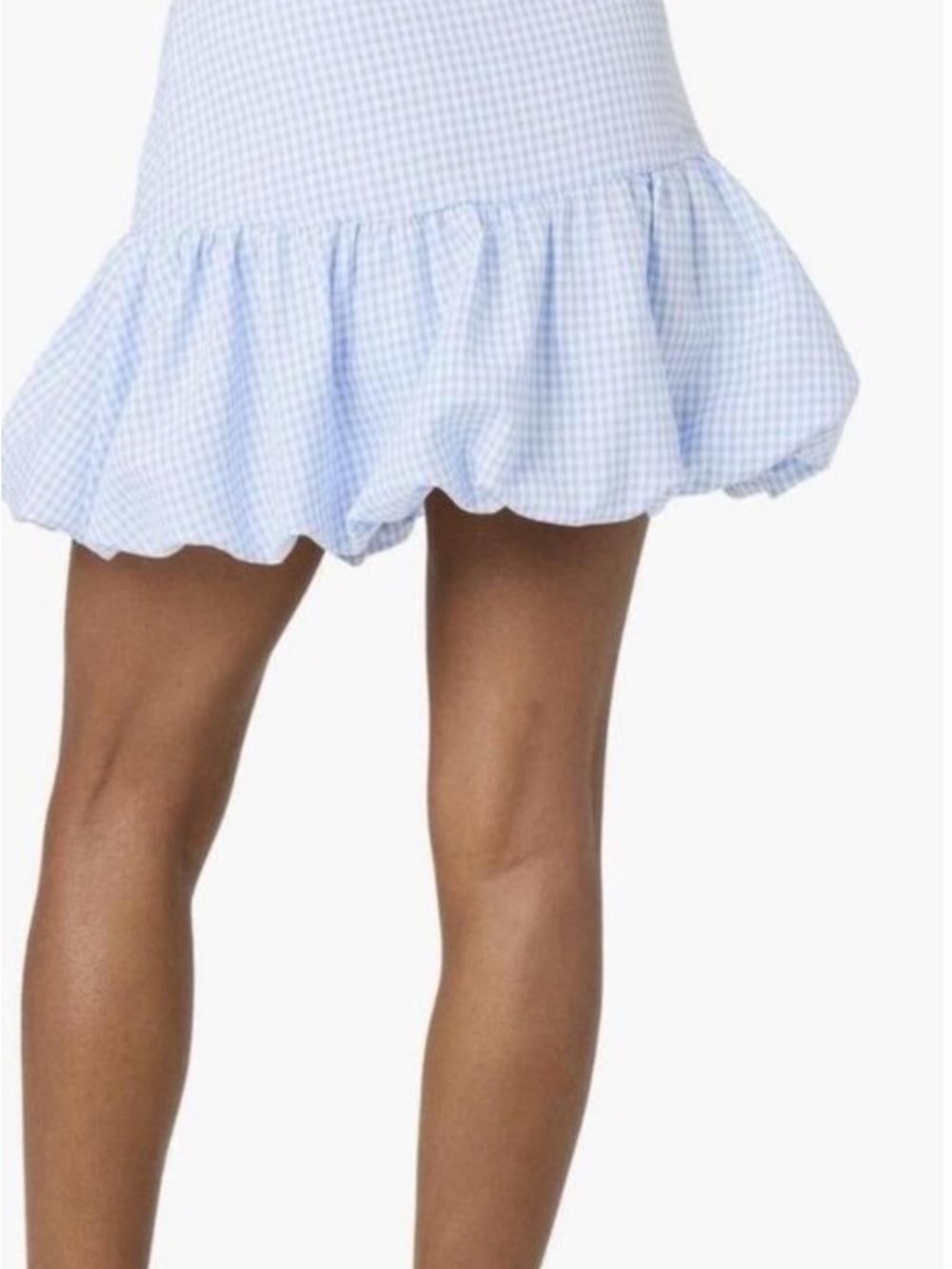 ASTR The Label Sky Blue Gingham  Bubble Hem Mini Skirt Size M